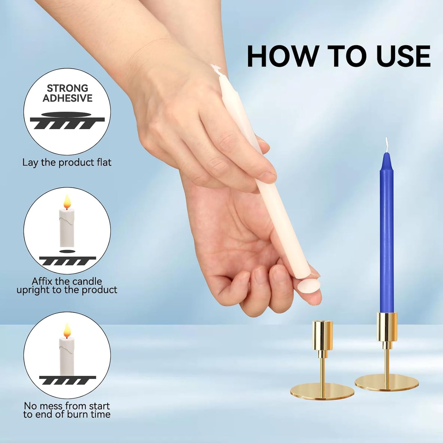 Skiennix White Adhesive Small Candles - 24 Wax Sticky Dots for Easy Candle Accessories