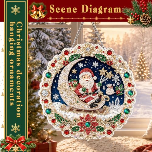 Christmas Pearl Art Ornament Kit - Santa Moon & Holiday Designs - D Variation
