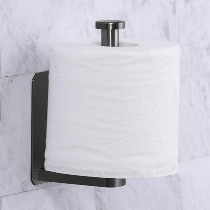 VAEHOLD Self Adhesive Toilet Paper Holder Kitchen Washroom Adhesive Toilet Roll Holder No Drilling for Bathroom Stick on Wall Stainless Steel Brushed Black