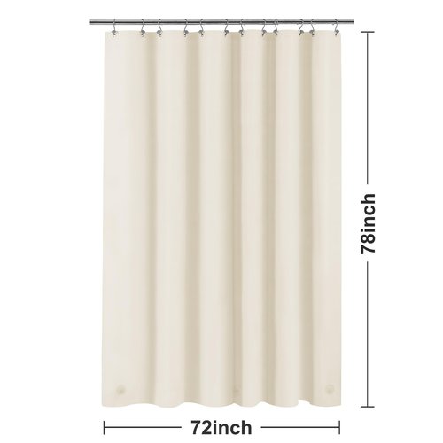 Barossa Design Beige Long Shower Curtain Liner 78" Height - 3 Magnets & Waterproof Lightweight PEVA Shower Liner for Bath Tub, PVC Free, Metal Grommets, Beige, 72x78