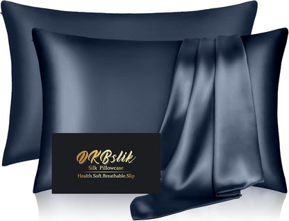 Mulberry Silk Pillowcase Set - Anti-Acne & Hair Care | King Size, 2-Pack in Mood Indigo