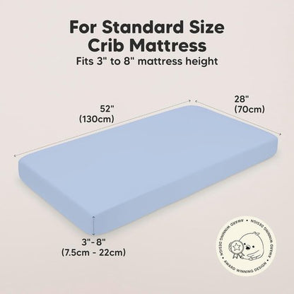 KeaBabies Organic Crib Sheets - 2-Pack Fitted Jersey Cotton for Baby Bed | Soft & Breathable (Blue Flax)