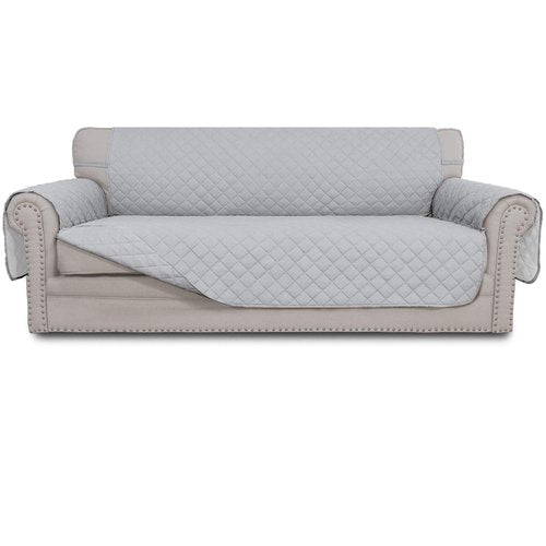 Easy-Going Reversible Oversized Couch Cover for 3 Cushion Couch Sofa Cover for Dogs Water Resistant Furniture Protector Cover with Foam Sticks for Pet (Oversized Sofa, Light Gray/Light Gray)