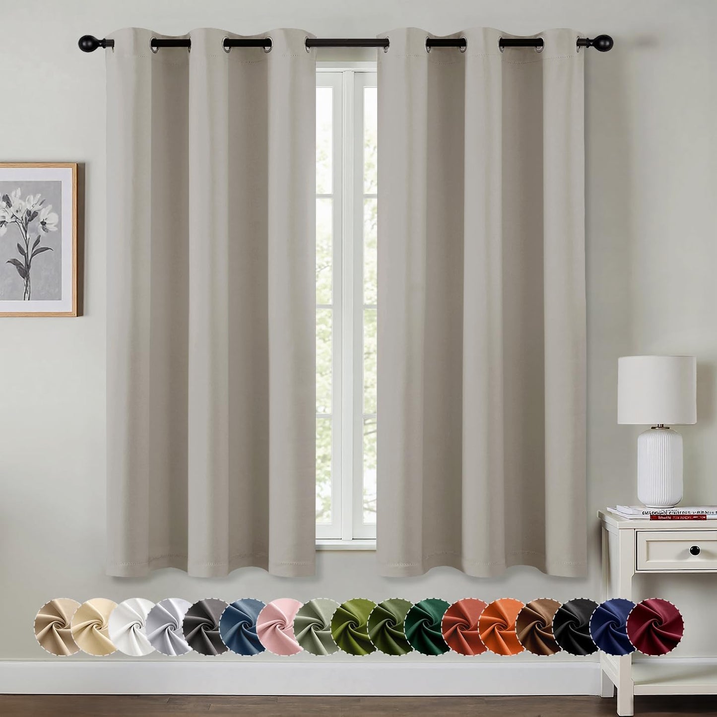 MIULEE Blackout Curtains - Thermal Insulated Room Darkening Drapes for Bedroom | 40 x 45 Inches, 2 Panels