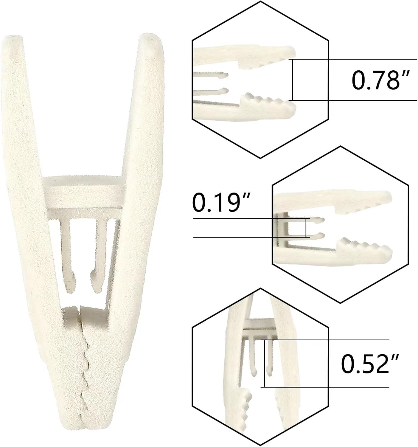 Tinfol Ivory Velvet Hanger Clips - 24 Pack Strong Flocked Clips for Slim-Line Clothes Hangers