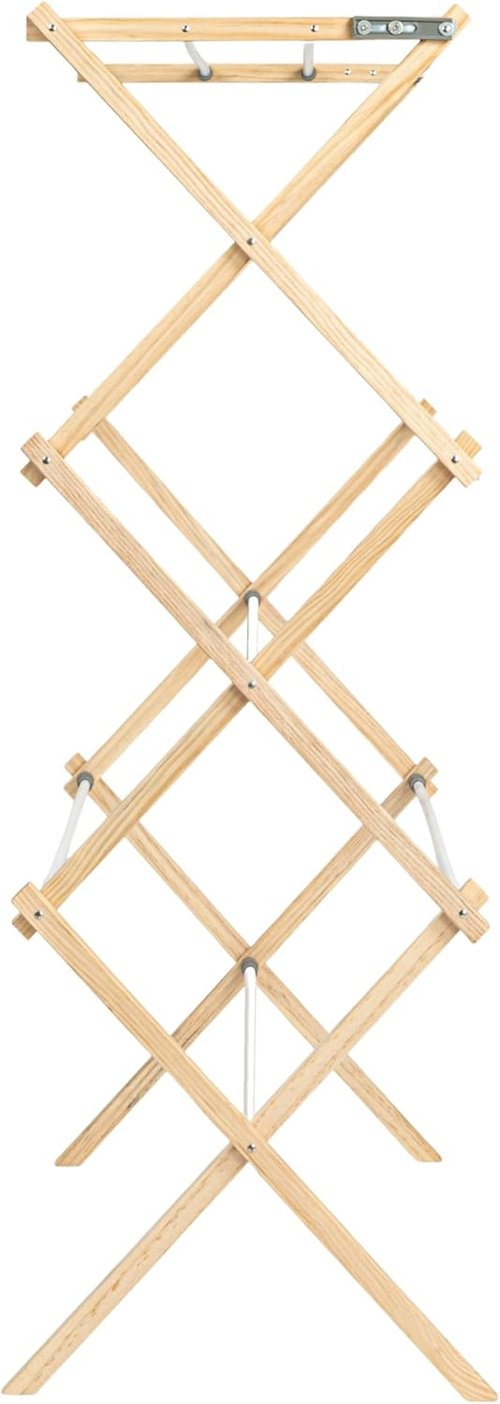 Household Essentials X-Frame Clothes Drying Rack - Sturdy Wood Frame, 23.8 Feet Hanging Space, Natural Finish