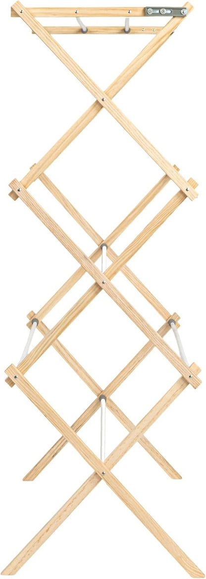 Household Essentials X-Frame Clothes Drying Rack - Sturdy Wood Frame, 23.8 Feet Hanging Space, Natural Finish