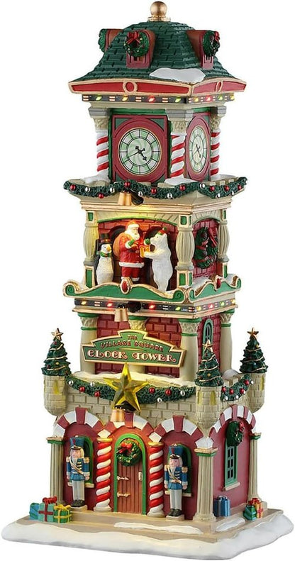 Lemax Village Square Clock Tower - Battery-Operated Lighted Building | Model #55320