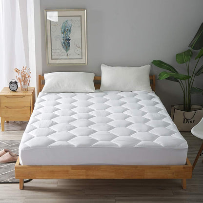 Queen Mattress Pad by [Brand Name] - Ultra Soft Quilted Fitted Topper for 8-21" Deep Pocket - White