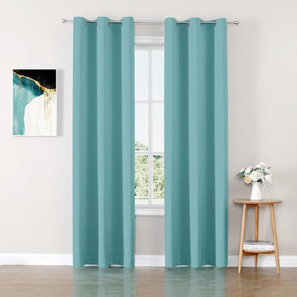 ChrisDowa Blackout Curtains - Thermal Insulated Room Darkening Grommet Panels, Aqua, 42 x 78 Inch, 2-Panel Set