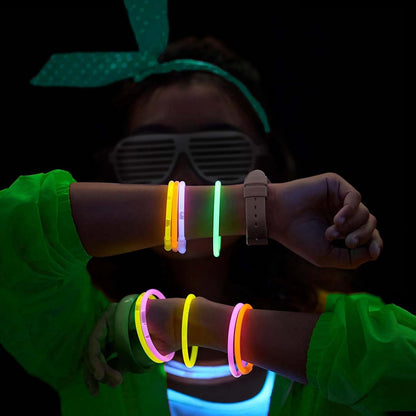 Skiennix Glow Sticks - 100PCS Bulk Party Pack for Halloween & Camping | 8” Glow Bracelets with Connectors