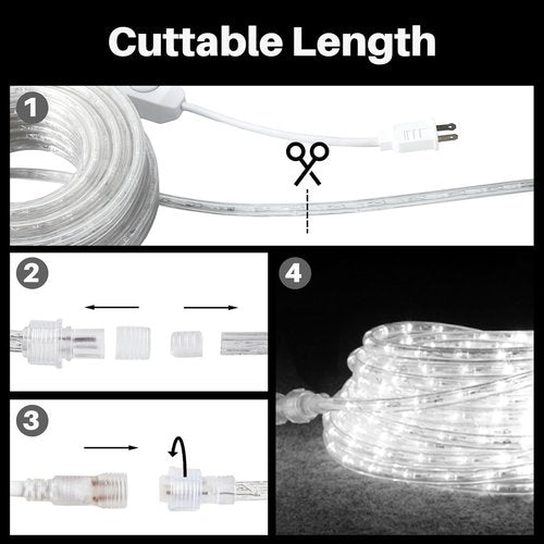 **LED Rope Lights by [Brand Name] - 33ft Waterproof Cool White Decorative Lighting for Indoor/Outdoor Use | 360 LEDs**