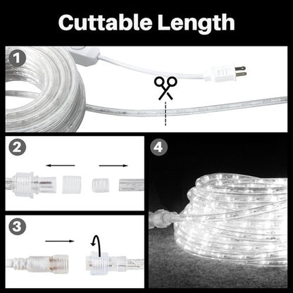 **LED Rope Lights by [Brand Name] - 33ft Waterproof Cool White Decorative Lighting for Indoor/Outdoor Use | 360 LEDs**