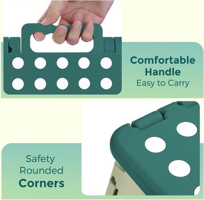 ACKO Folding Step Stool - Sturdy 13-Inch Collapsible Design | Supports Up to 300 lbs - Green