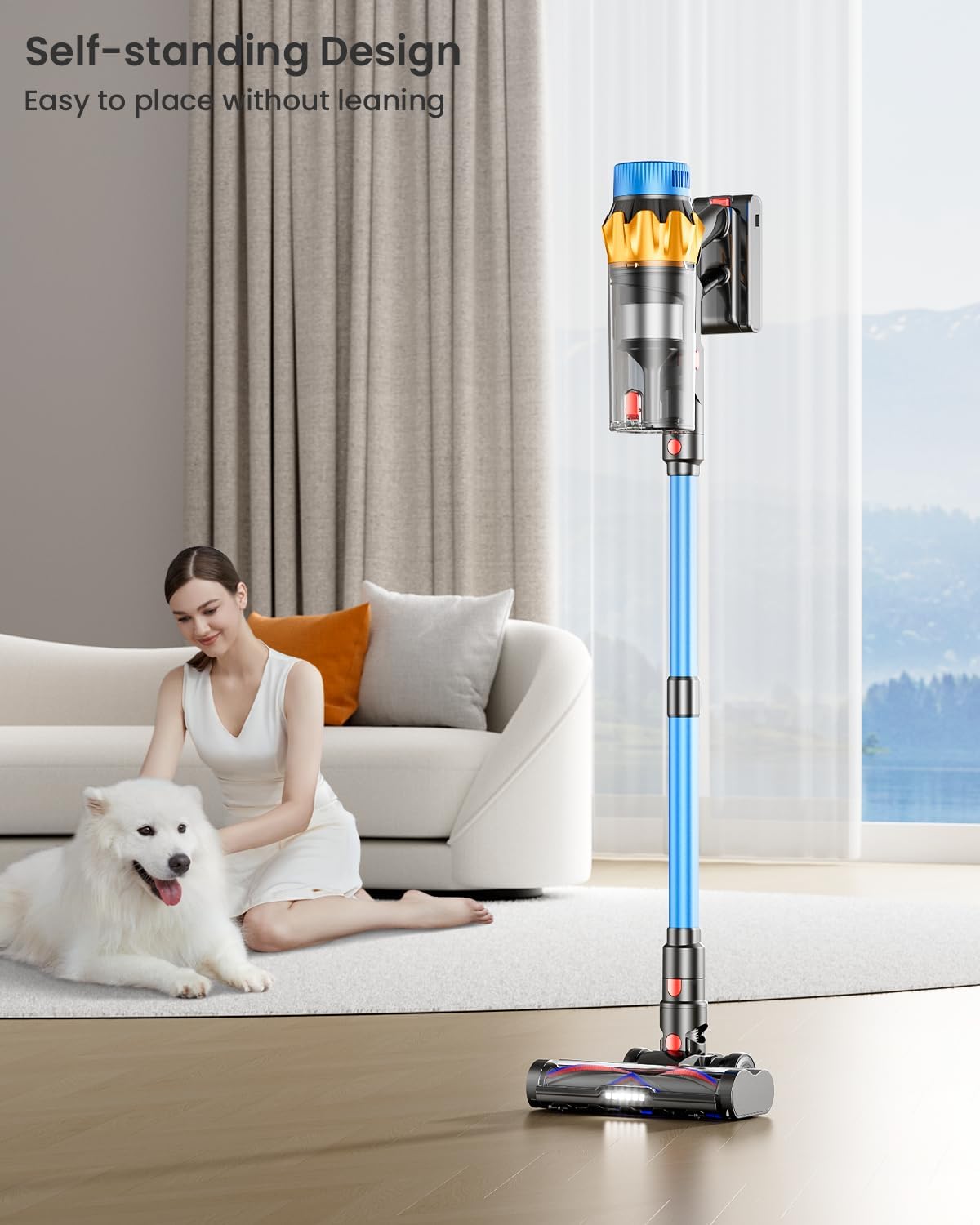 Skiennix Cordless Vacuum Cleaner - 650W, 55KPA Suction, 70 Mins Runtime | Lightweight & Anti-Tangle Design for Home & Pet Hair