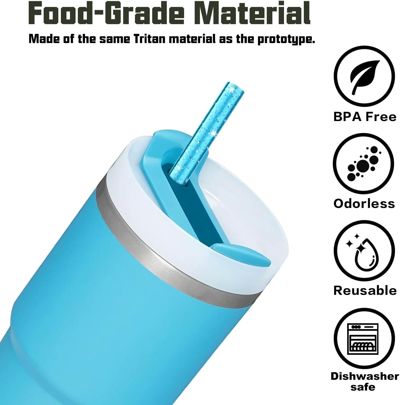 Stanley Replacement Straws - 6 Pack Reusable Straws with Cleaning Brush for 14 oz & 20 oz Tumblers