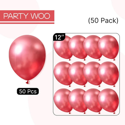 PartyWoo Metallic Pink Balloons - 50pcs 12 Inch Chrome Hot Pink for Birthdays & Celebrations