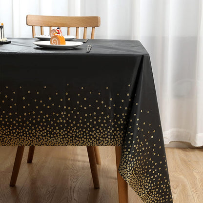 Black and Gold Plastic Tablecloth by [Brand Name] - 54" x 108" Disposable Rectangular Cover for Parties & Events