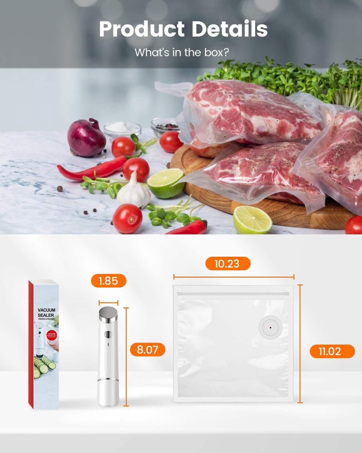 Skiennix Portable Vacuum Sealer - 30 Reusable Bags Included | Powerful Handheld Design for Food Preservation