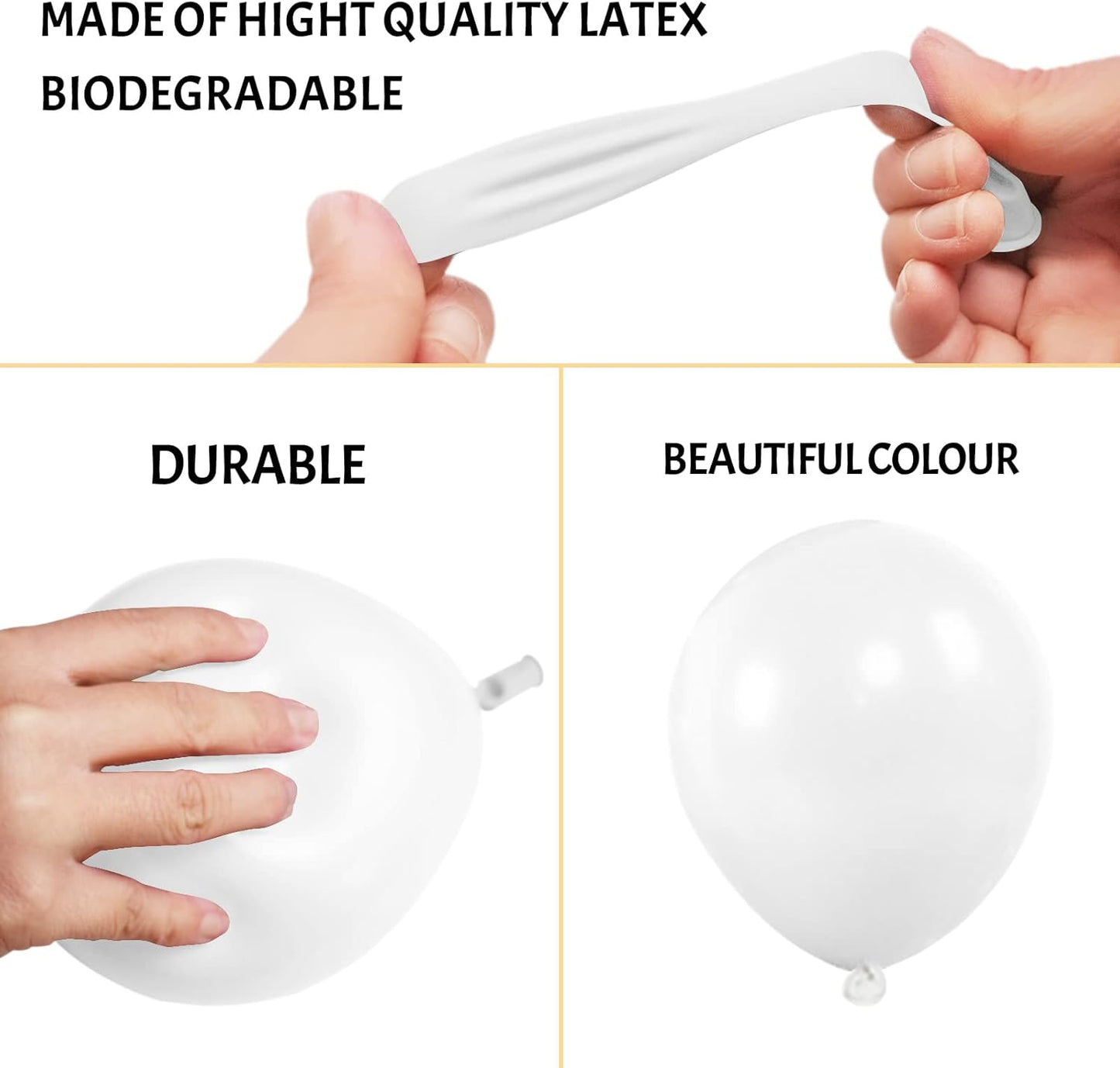 White Balloons 110 Pcs - 5 Inch Small Latex Balloons for Weddings, Birthdays & Baby Showers