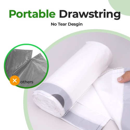 Code K (200 Count) Heavy Duty Trash Bags 1.2 Mil THICK 9-12 Gallon/35-45 Liter with Reinforced Drawstring Compatible with simpleman Code K White Garbage Can Liners Leak-Proof & Tear Resistant