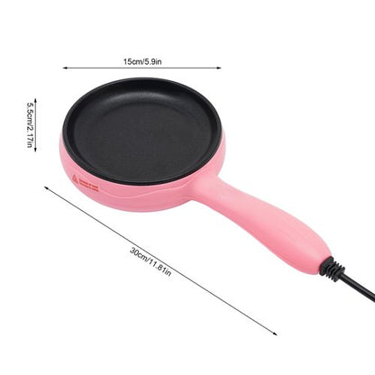 Chieacho 450W Electric Skillet Mini Frying Pan, 6 Inch Mini Skillet Electric with Non-Stick Coating for Egg Bacon Sausage, Pink Small Electric Frying Pan for kichen