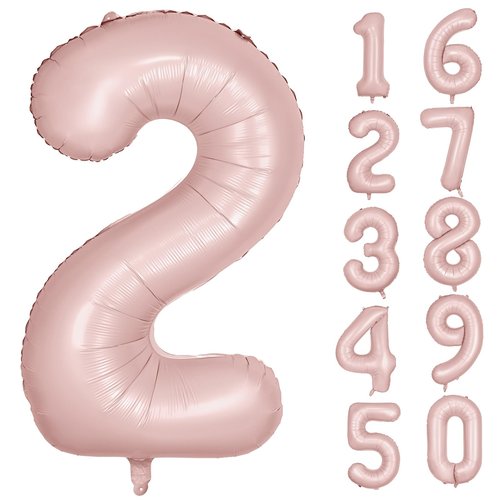 40 inch Pink Number Balloon Light Pink 2 Balloon Matte Pink Number 2 Balloon for 2nd Birthday Party Decorations
