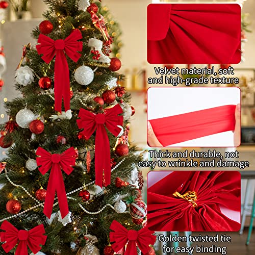 Christmas Red Velvet Bow Set - 21x9 Inches Holiday Decor for Windows, Doors, & Gifts