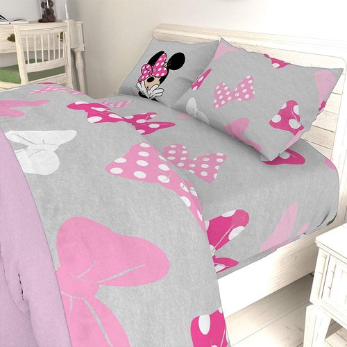 Jay Franco Disney Minnie Mouse Faces 7 Piece Full Bed Set - Includes Comforter & Sheet Set Bedding - Super Soft Fade Resistant Microfiber - (Official Disney Product)