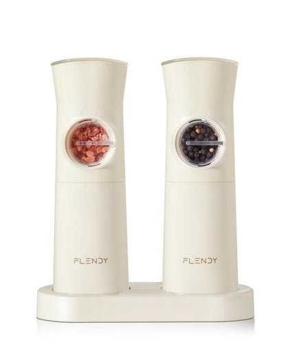 Flendy Gravity Electric Salt and Pepper Grinder Set Rechargeable, Automatic Salt and Pepper Grinder Set with USB C Charging Base, Gravity Salt and Pepper Shakers Set Electric