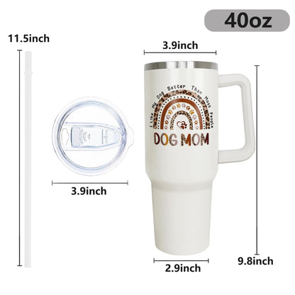 ZNYYZYBA Dog Mom Gifts for Women, Dog Mom Tumbler - Gifts for Dog Lovers, 40 oz Tumbler with Handle and Straw and Leak Proof Lid, Reusable Stainless Steel Dog Mom Mug