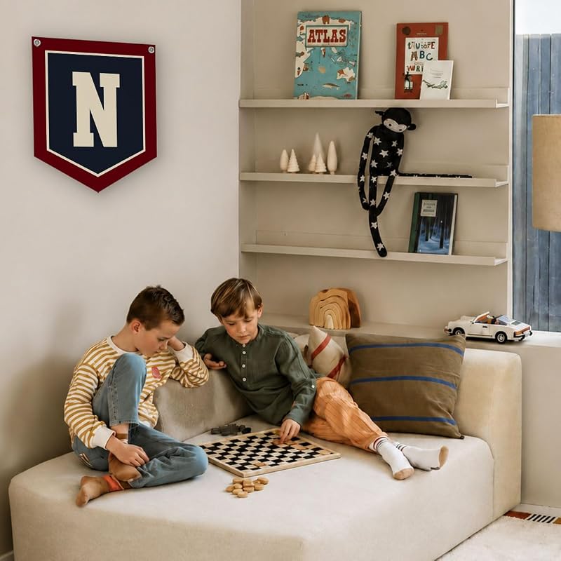 N Pennant Flag Personalized Baby Gifts for Toddler Boys Room Decor - N Variation