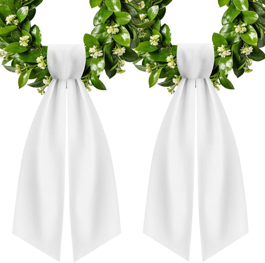 Skiennix Wreath Sash - 2Pcs White Embroidery Blanks for Monogramming | Perfect for Home, Party & Weddings