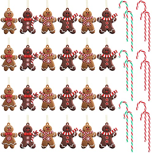 Christmas Gingerbread & Candy Cane Ornaments Set - Classic Color, 36 Pieces