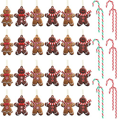 Christmas Gingerbread & Candy Cane Ornaments Set - Classic Color, 36 Pieces