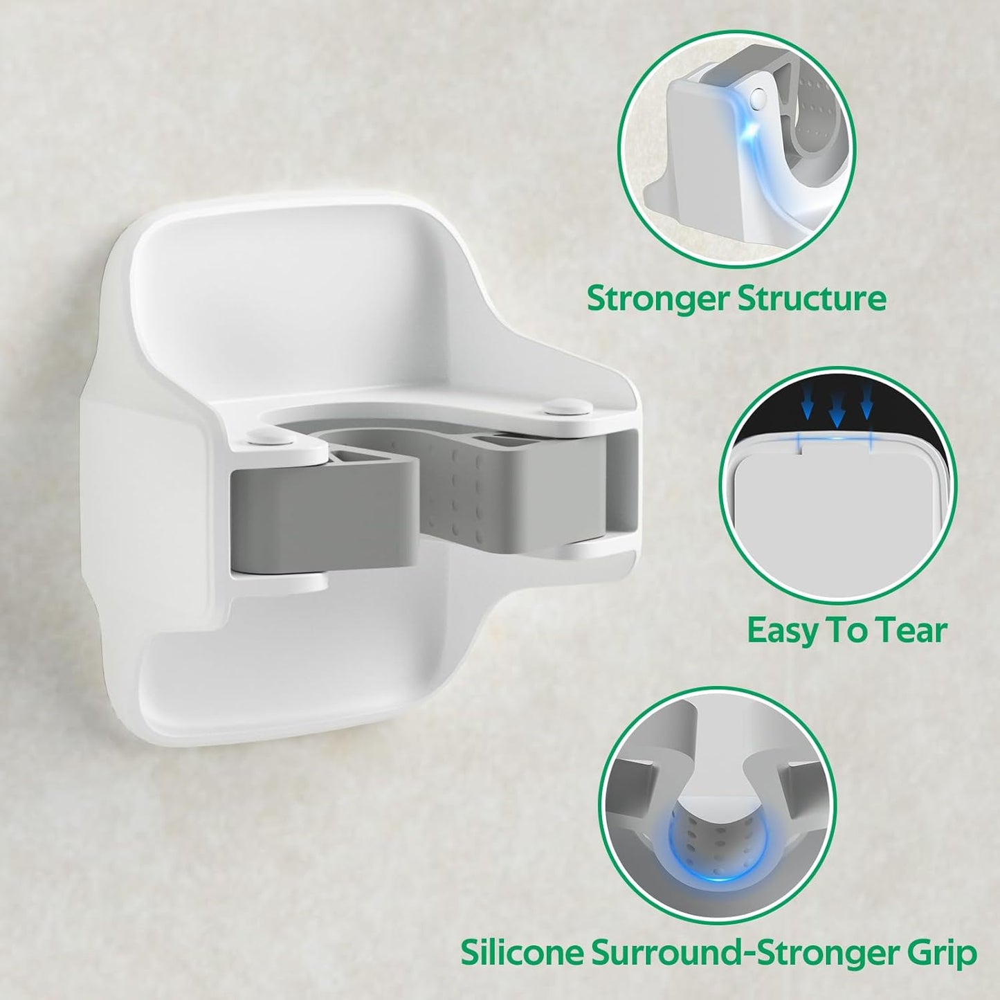 Reliahom Broom Holder Wall Mount - 10 Pack Self-Adhesive Mop Grippers for Easy Garage Storage | White