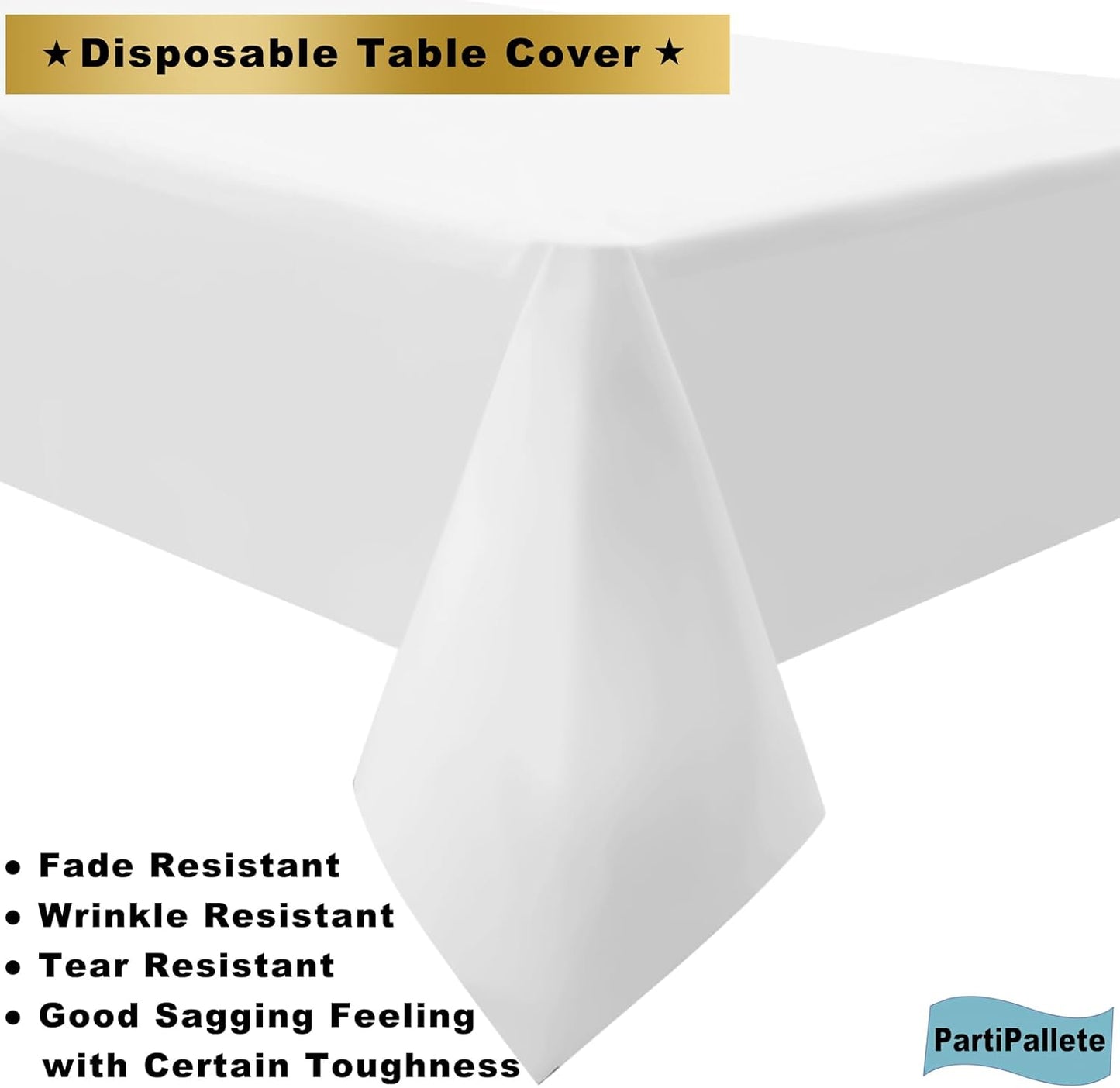 Skiennix Premium Disposable White Tablecloths - 3-Pack 54" x 108" for Parties & Events