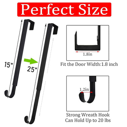 Black Adjustable Front Door Wreath Hanger, 15"–25"