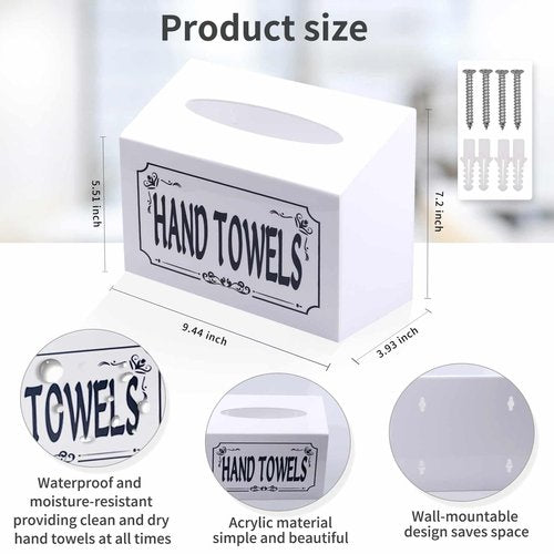 Acrylic Hand Towel Box Cover Compatible with Kleenex Disposable Hand Towels,Wall-Mounted Paper Towel Dispenser for Bathroom, Tabletop, Office, Car
