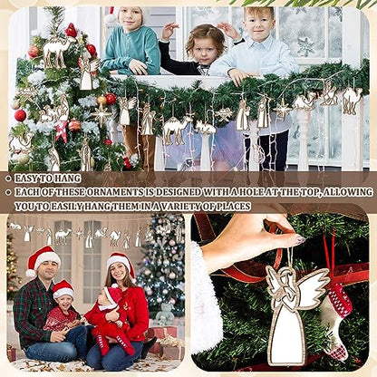 Christmas Nativity Scene Wooden Ornaments Set - 28 Pieces, Religious Decorations, 14 Styles