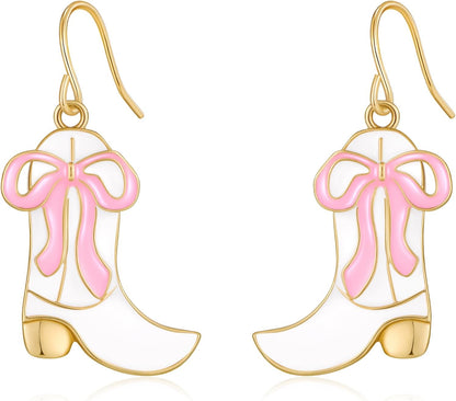 MUYAN Western Cowgirl Boots Earrings - Cute Enamel Dangle Design for Women | Boho Country Concert Jewelry