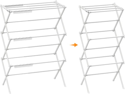 Skiennix 3-Tier Clothes Drying Rack - Foldable Indoor & Outdoor Laundry Solution | Space-Saving Metal Design, Pure White