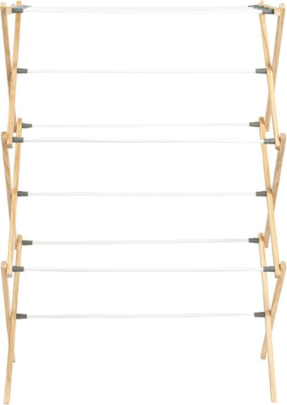 Household Essentials X-Frame Clothes Drying Rack - Sturdy Wood Frame, 23.8 Feet Hanging Space, Natural Finish