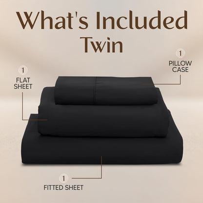 Utopia Bedding Twin Sheet Set - Soft Microfiber Bed Sheets for Twin Size Bed | 3-Piece Set in Black
