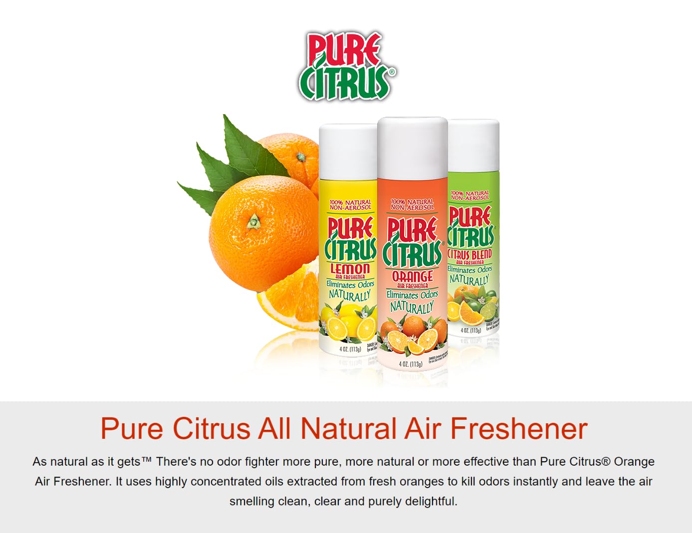 Pure Citrus Non-Aerosol Air Freshener Spray, 4 oz (Orange, Lemon & Citrus Blend), 2 Packs Each Bundled with 1 Pack DU-MOST Walnut Hand Scrub Travel Size, 4 oz