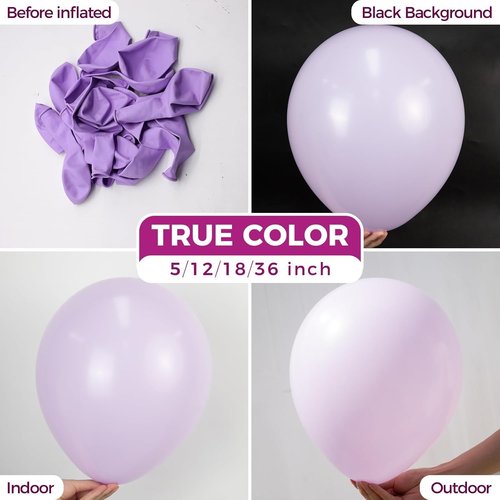 Bezente Pastel Purple Latex Party Balloons - 150 Pack of 5-Inch Round Helium Lilac Balloons for Celebrations