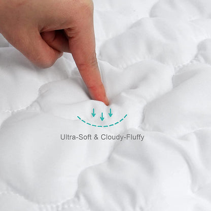 Mini Crib Mattress Protector 38" x 24" Sheets Fitted Waterproof Mini Crib Mattress Pad Cover, Noiseless & Machine Wash 100% Absorbent Mattress Protector Sheet Quilted, White