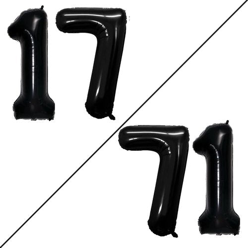 GOER 17th Birthday Balloons - Jumbo 42 Inch Foil Helium Decorations | Black Sweet 17 Party Decor