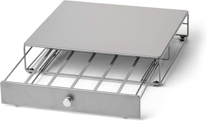 Nifty Coffee Pod Drawer - Compact Silver Storage for 36 K-Cups | Non-Rolling Under Coffee Pot Organizer