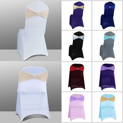 Babenest Spandex Chair Sashes - 30PCS Premium Stretch Covers with Buckle Slider for Weddings & Events | Champagne